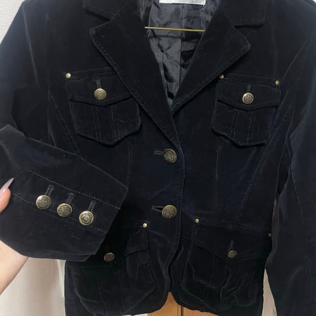 빈티지 블랙 벨벳 자켓