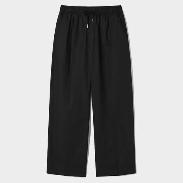 블랙 L) 수아레 린넨 라이크 세미 와이드 밴딩 팬츠