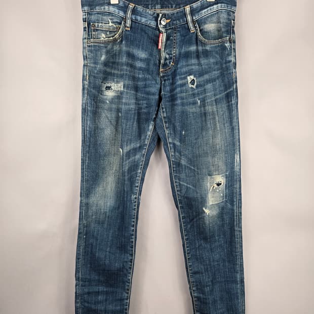 [무료배송]디스퀘어드2 남성 46 스판 레더탭 덧댐 워싱진 청바지 정품