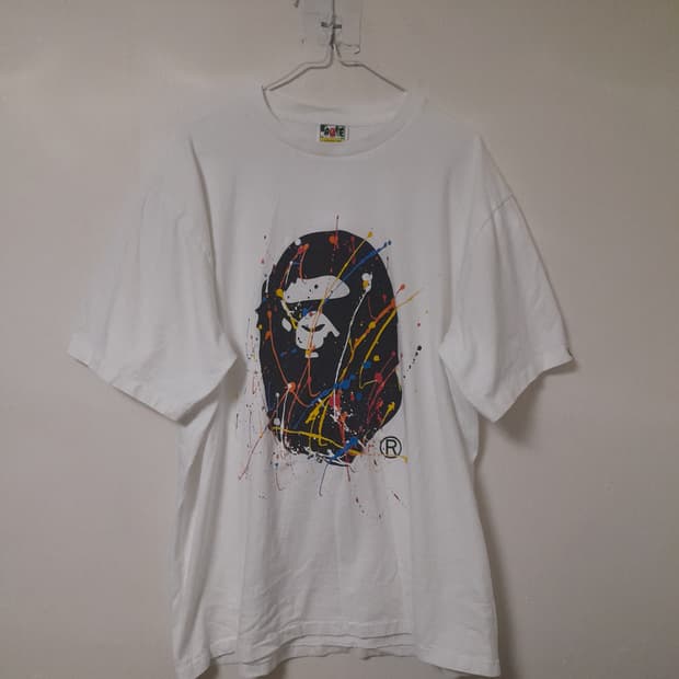BAPE  페인트 스플레터 에이프 헤드 반팔티2XL/105~110