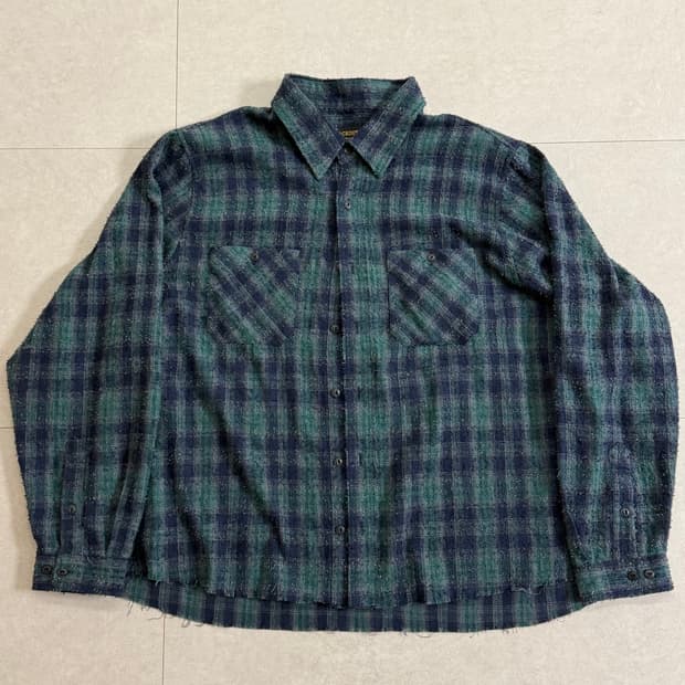(XL) 블랙아웃 그린 체크셔츠
