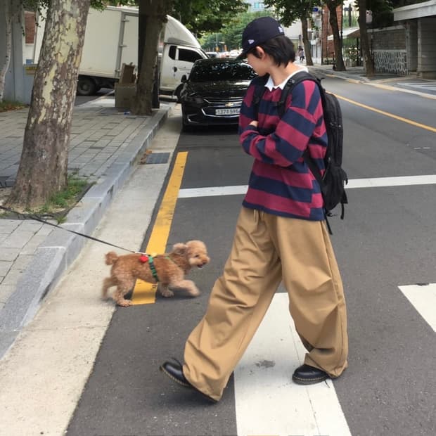 단스튜디오 레포트 핀턱 벌룬 코튼 팬츠