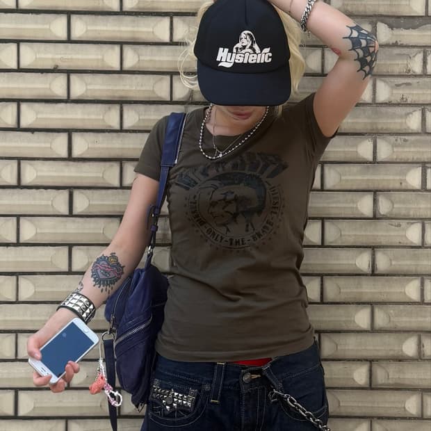 디젤 모히칸 카키 슬림핏 반팔