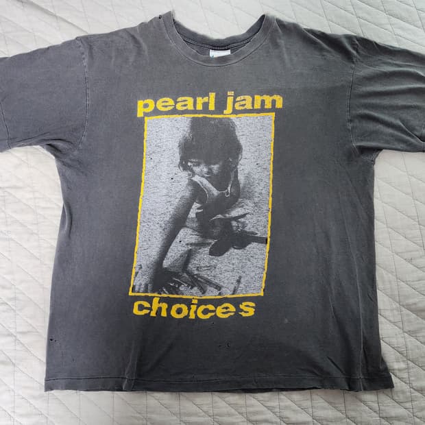 [XL] 90s 펄잼 pearl jam 크래용 노란판 빈티지 밴드티