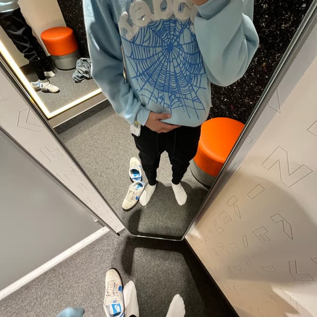 스파이더 베이비 블루 후드티