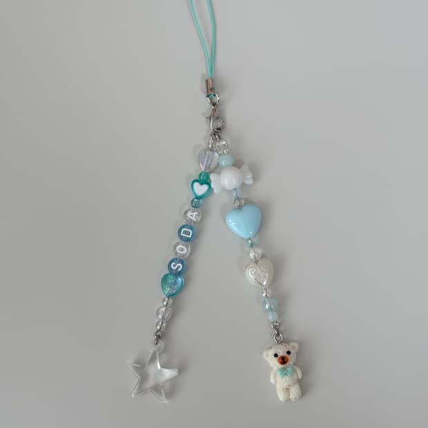 [@이벤트@] 소다베어 핸드메이드 비즈 키링 별 하늘색 블루 y2k