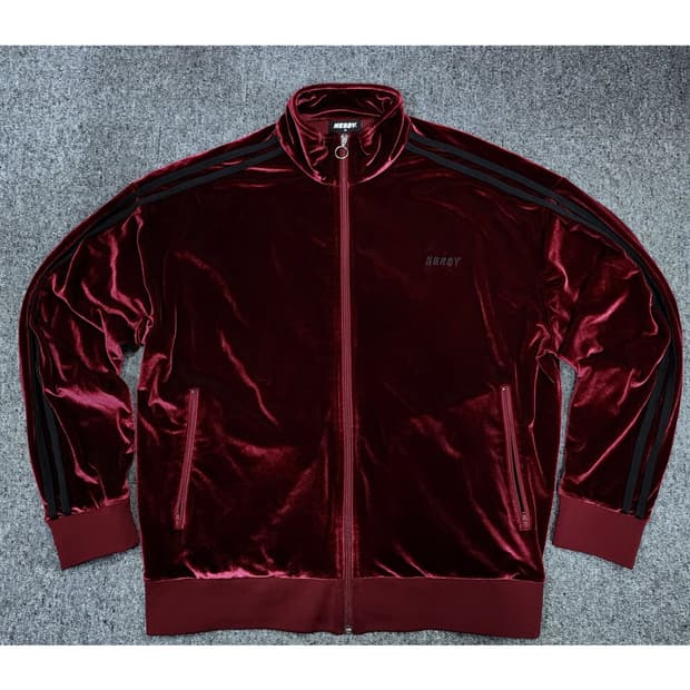 널디 버건디 벨루어 벨벳 트랙탑 져지 M