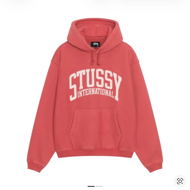 스투시 릴렉스드 인터네셔널 후드 워시드 레드 L