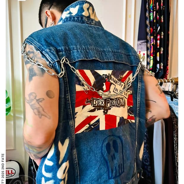 90s Sex Pistols Chain Custom Denim Vest