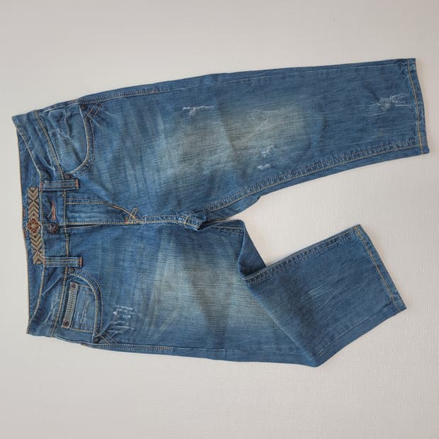 쉐인 Shane 남자 슬럽 7부 청바지 32 오션블루