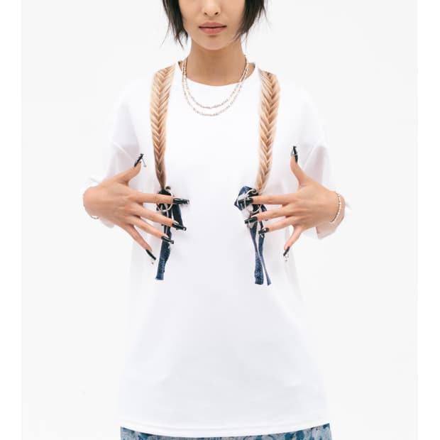 tuming  브레이드 리본 티셔츠