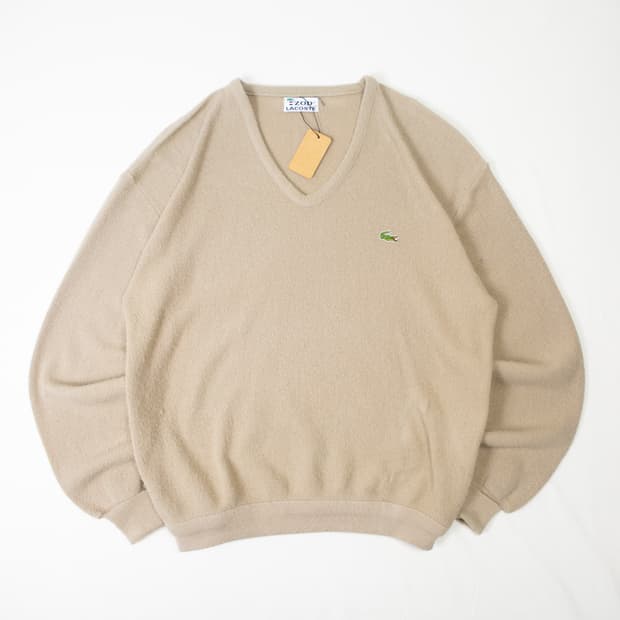70s IZOD 라코스테 V 넥 니트 베이지