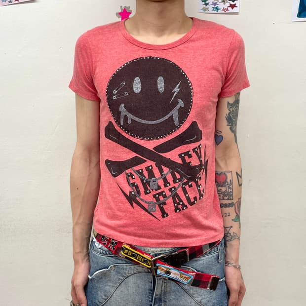 Smile Skull Clip Pink T-shirt