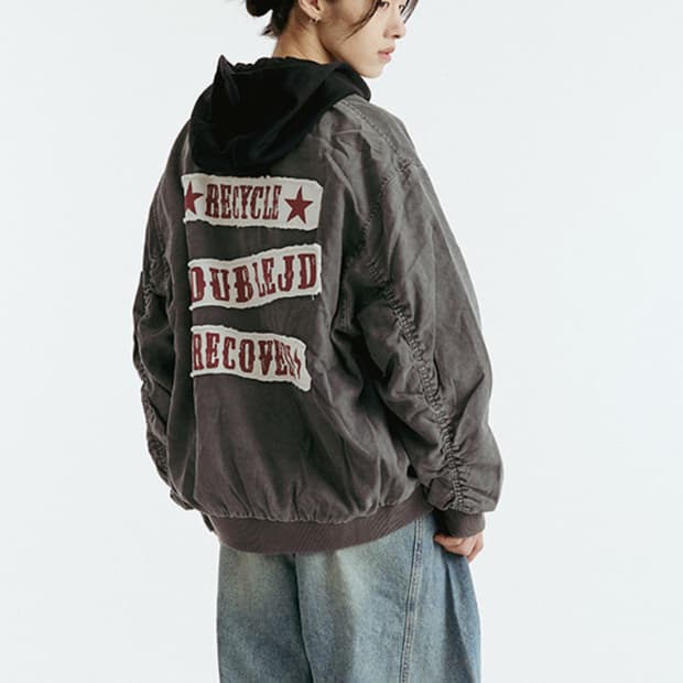 더블제이디 패치 레터링 MA-1 항공점퍼 (차콜) M사이즈