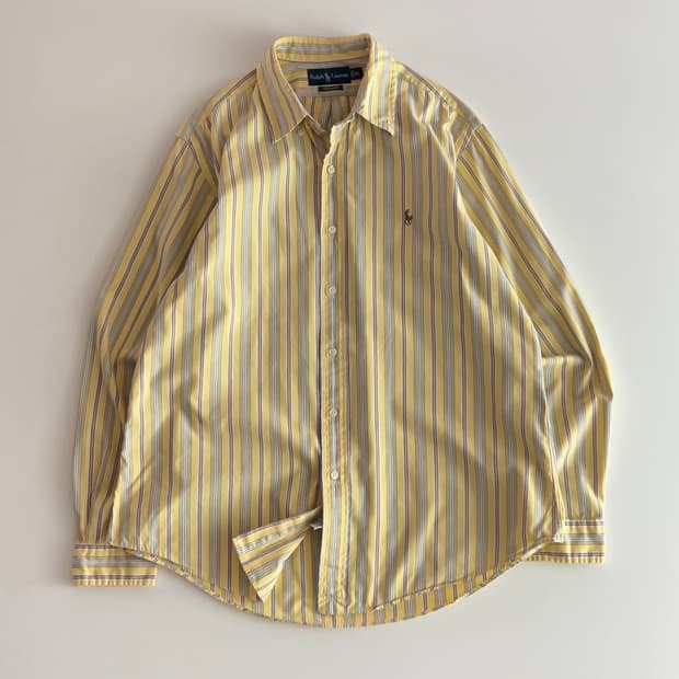 폴로 랄프로렌 옐로우 스트라이프 셔츠 XL