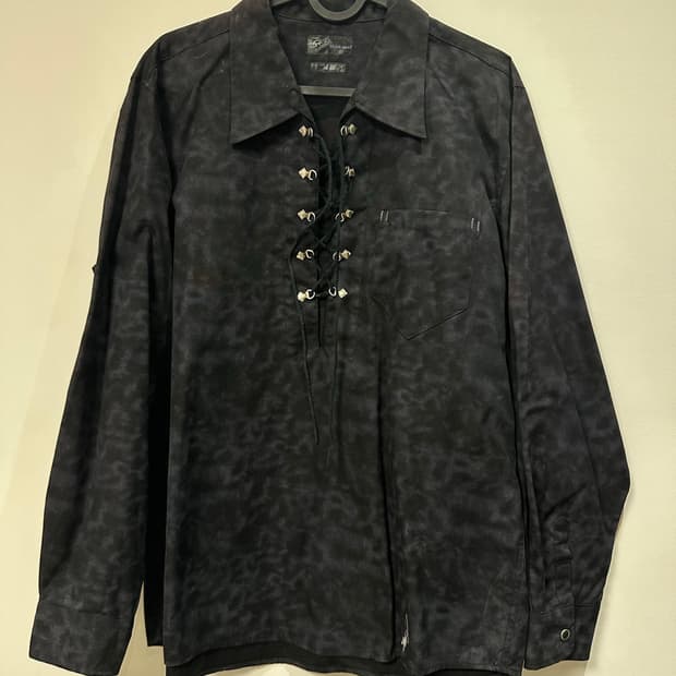 빈티지 레오파드 아일렛 셔츠