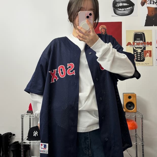 마제스틱 00s 레드삭스 메쉬 베이스볼 저지
