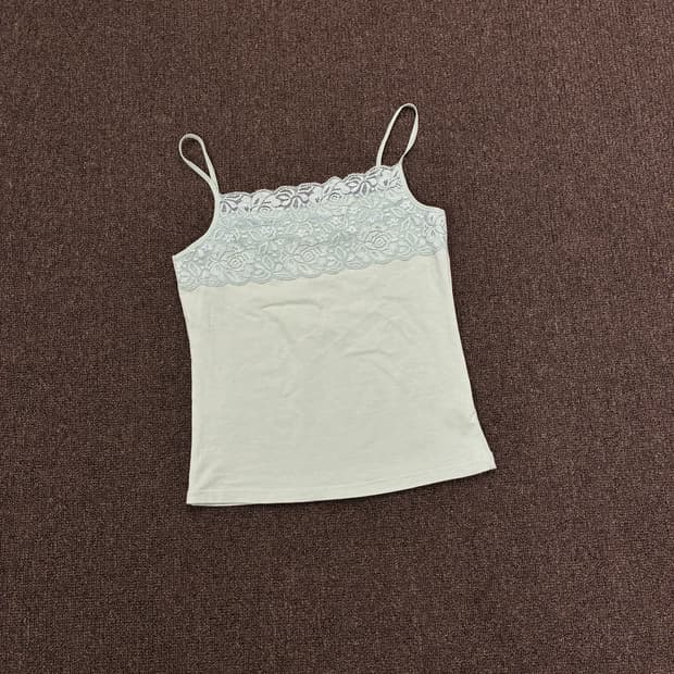 LL)Japanese vintage 여성 꽃 레이스 디테일 나시