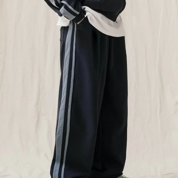 XL 제멋 사이드 트랙 원턱 스웨트팬츠 네이비