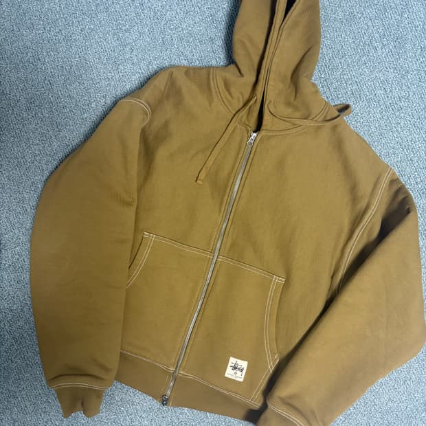 스투시 더블페이스 후드집업 올리브 m