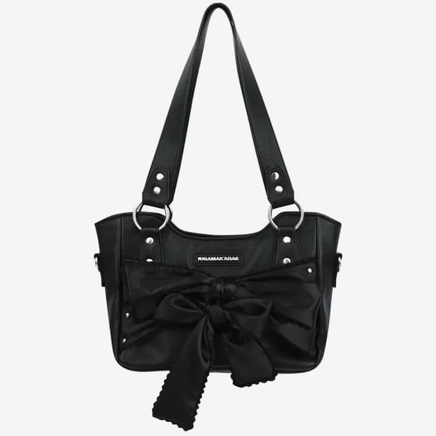 이우가미카라스 레이스 리본 숄더백 블랙