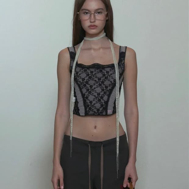스컬프터 민소매 코르셋 Team Mary Corset Top Black
