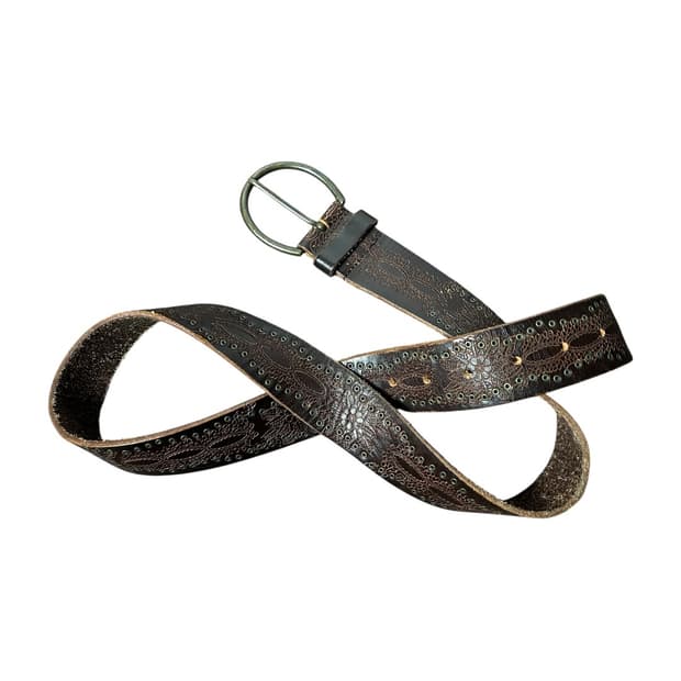 [JPN] 빈티지 웨스턴 플라워 엠보 레더 벨트