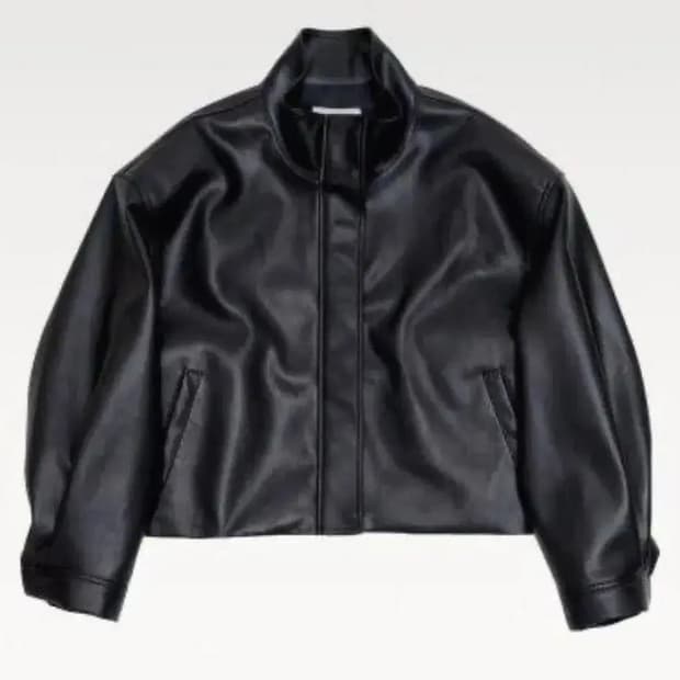 아모멘토 크롭 레더 점퍼