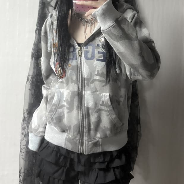 펑크 y2k 패치 포인트 후드집업 