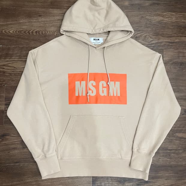 MSGM 프린팅 로고 후드티 베이지 <이태리 메이드>