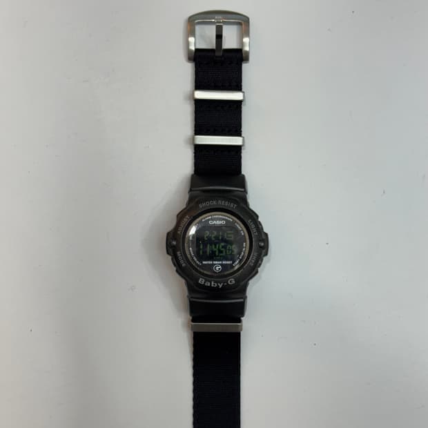 90s) 카시오 베이비지 올블랙 워치 (BG-200 / 밀리터리 나토밴드