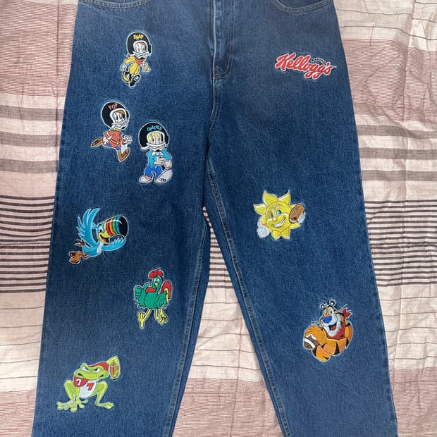 위캔더스 자수패치 데님