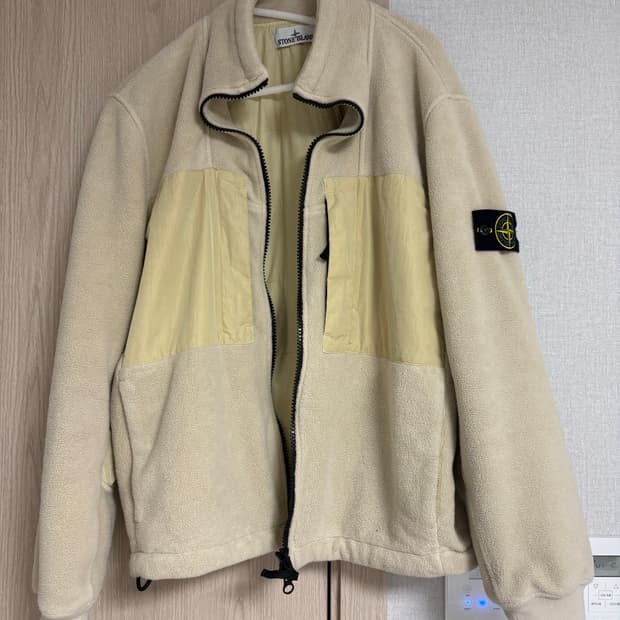 스톤 아일랜드 코튼 파일 나일론-TC 트랙 탑 안티 드롭 오프 화이트 -