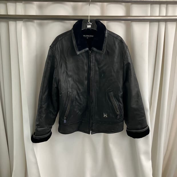 하디 에이미스 블랙 무스탕 레더 자켓 M