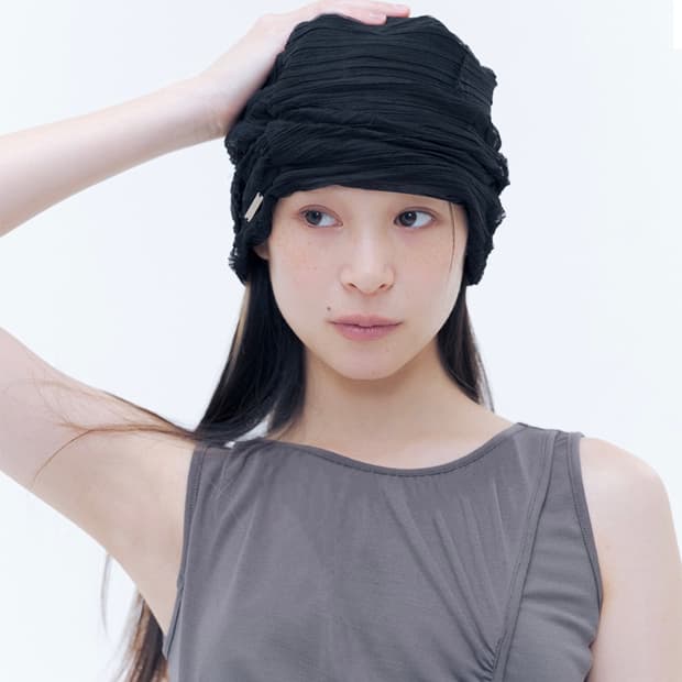 Miseki seoul sheer turban beanie black