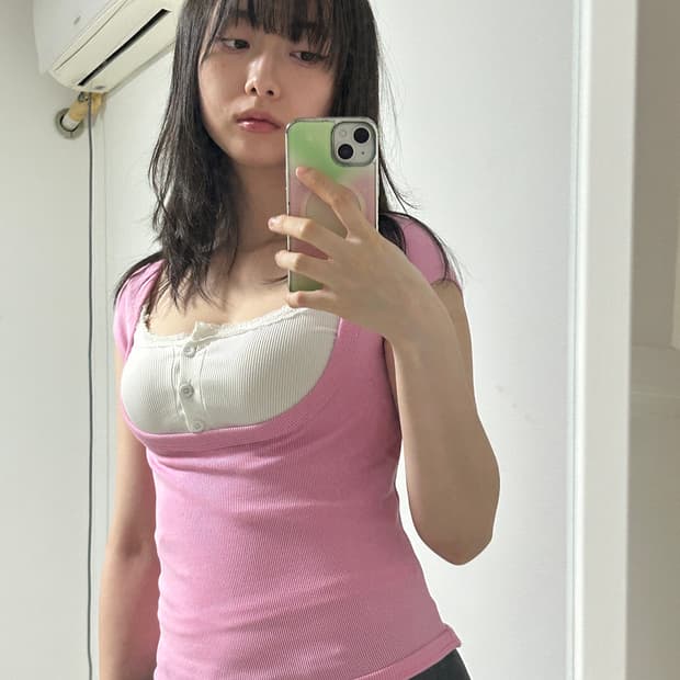 자라 레이어드 슬리브리스 핑크