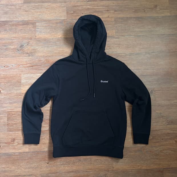 에뛰드 M 블랙 후드 티셔츠 헤비 코튼 후디 포르투갈 정품
