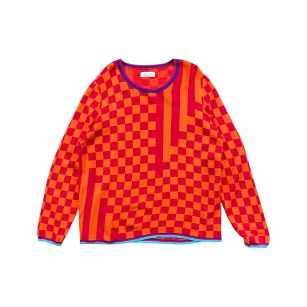 Kansai yamamoto 체크 패턴 니트 