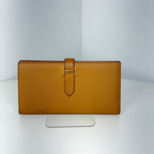 에르메스 베안 장지갑 비스킷 금장 Y각인