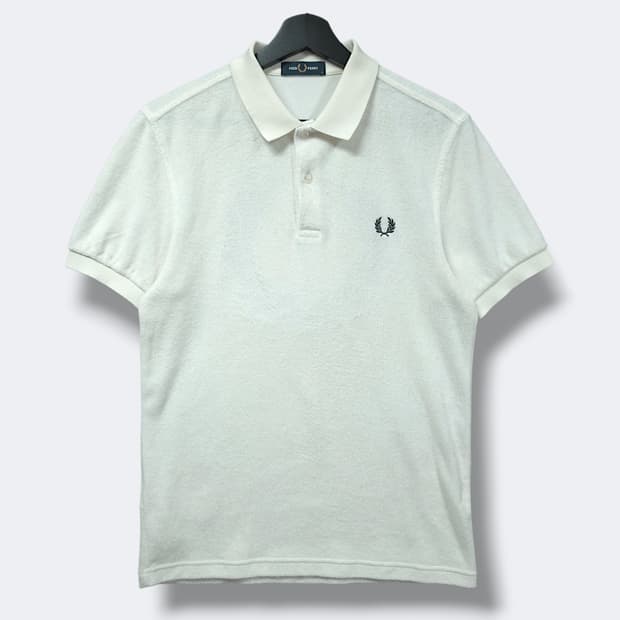 [S] 프레드페리 화이트 로렐 리스 테리 PK 반팔 카라티셔츠