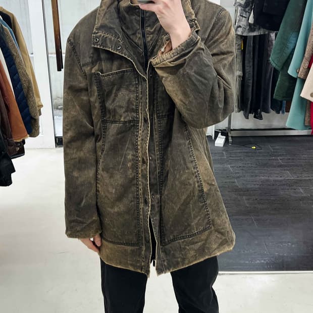 알마니 익스체인지 오버핏 왁스드 파카