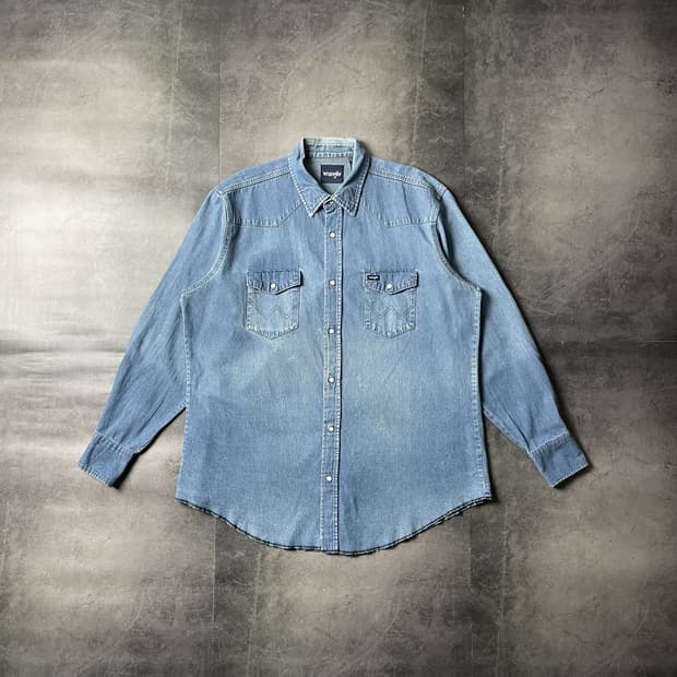 WRANGLER 랭글러 빈티지 데님 코튼 웨스턴 셔츠 A00469