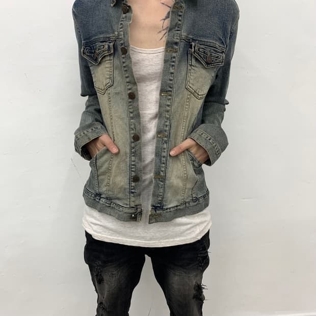 Sand washed denim jacket 