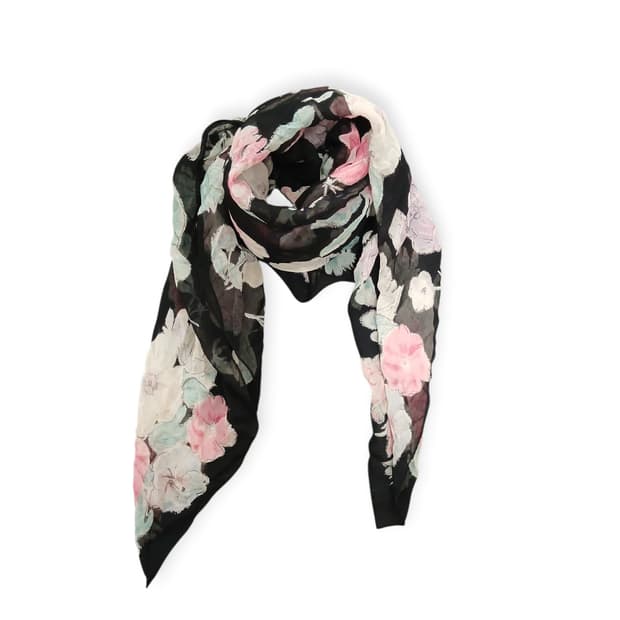 모리걸 플라워 실크 사각스카프 