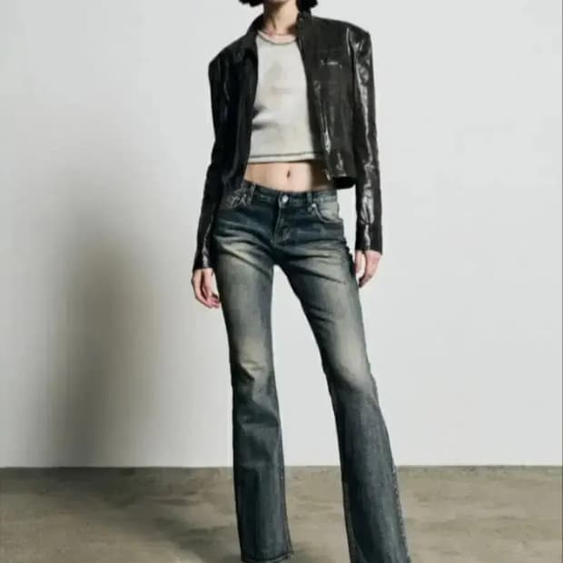 빈티지 레더 숏 자켓 브라운