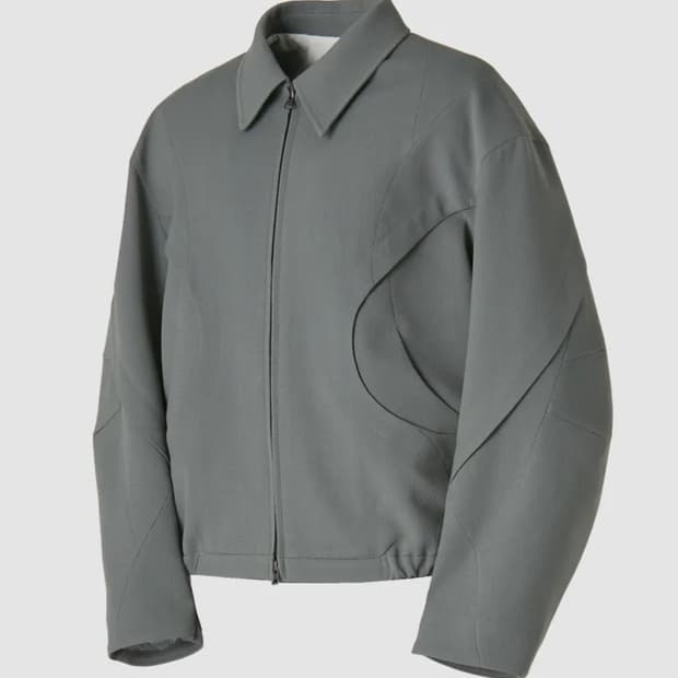 쿠어 트위스트 패널드 울 블루종 자켓 민트 그레이 M