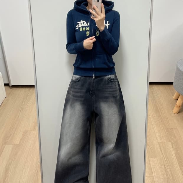 홀리스터 딱붙핏 자수로고 네이비 후드집업