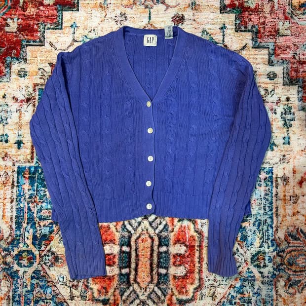 [L] 올드 갭 크롭핏 케이블 니트 가디건