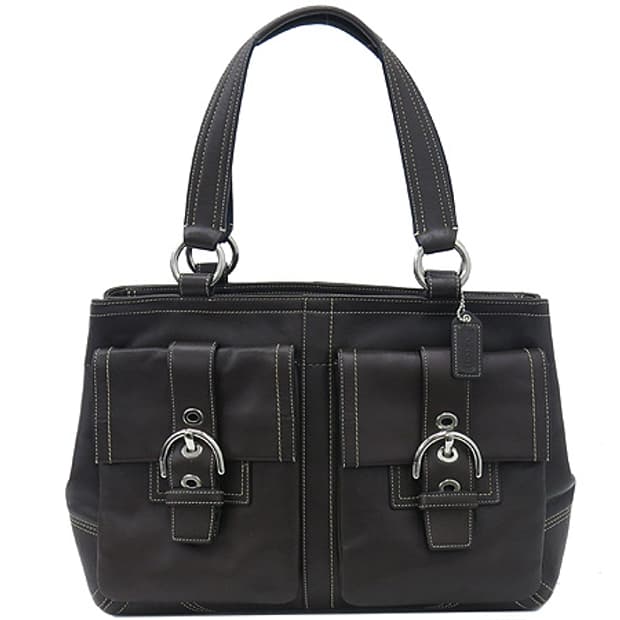 COACH 코치 스티치 포켓 여성 숄더백 토트백 가방 블랙