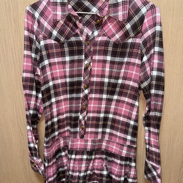 LIZLISA 리즈리사 고전 딸기초코 너드깔 체크 셔츠원피스 